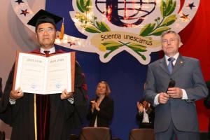 With the Director-General of UNESCO in 1999-2009, the Honorary Doctor of the PFUR, Koichiro Matsuura